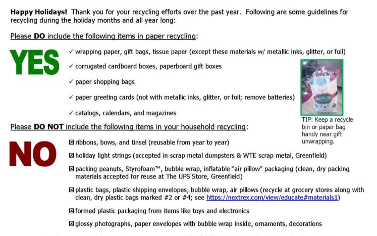 Yes/No checklist for recycling